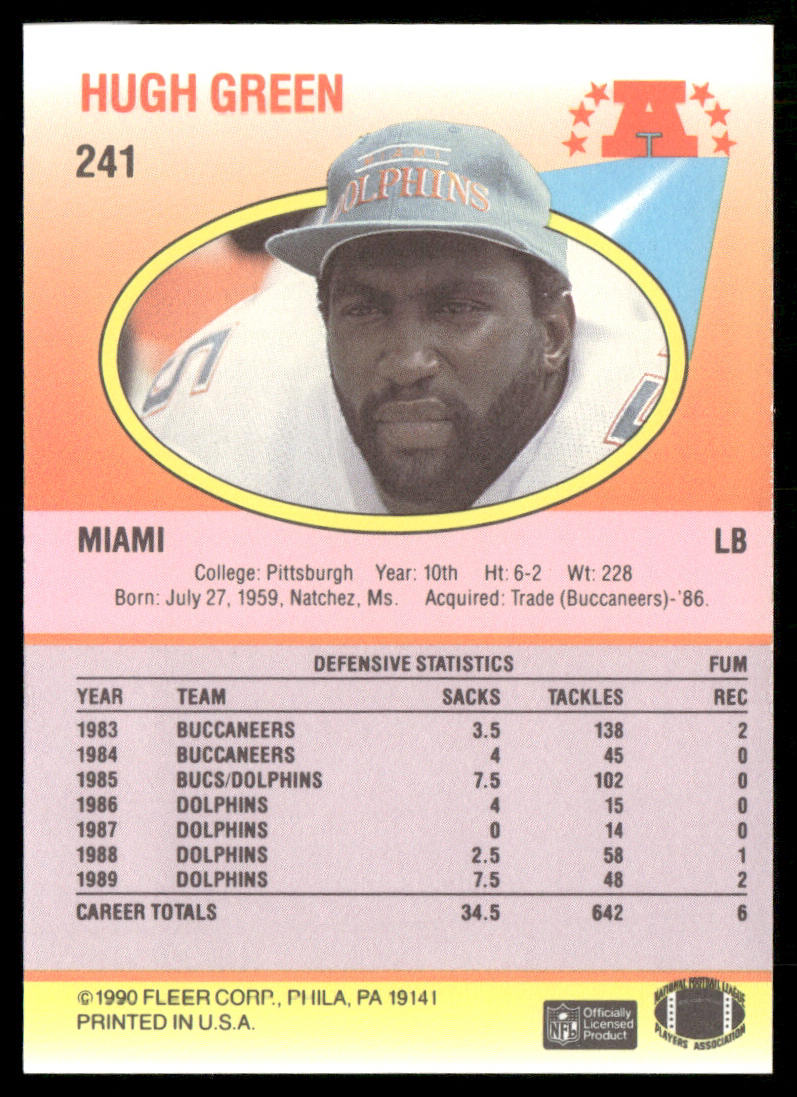 Hugh Green 1990 Fleer #241 Miami Dolphins