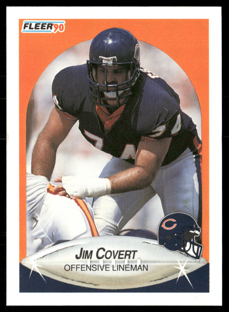 Jim Covert 1990 Fleer #290 black line above text on back Chicago Bears