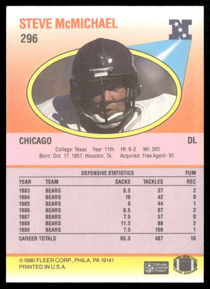 Steve McMichael 1990 Fleer #296 Chicago Bears