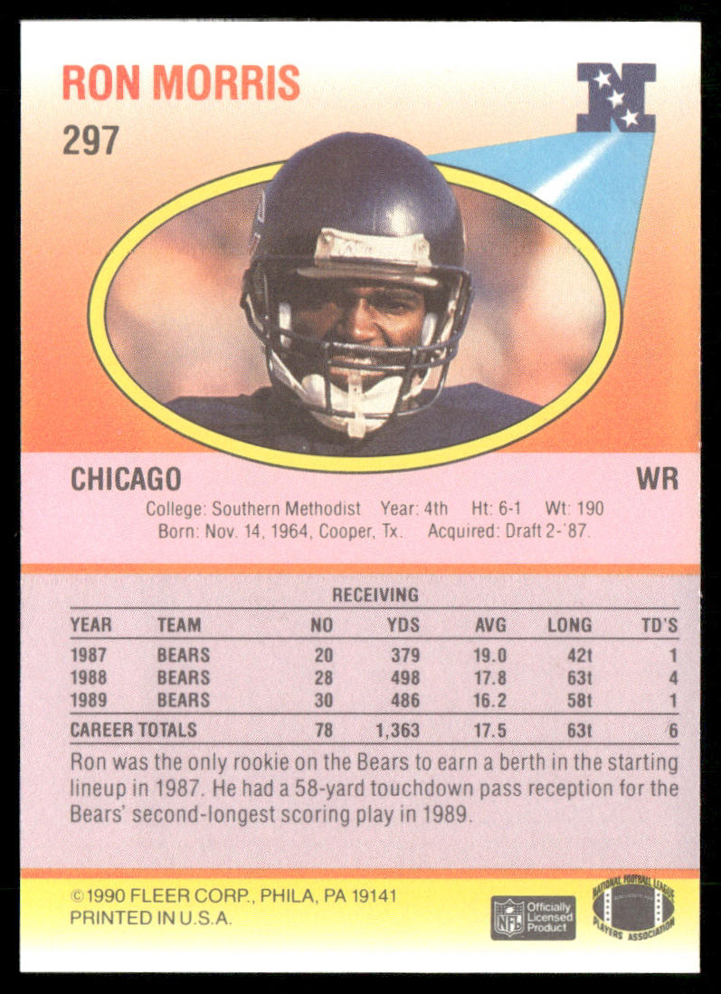 Ron Morris 1990 Fleer #297 Chicago Bears