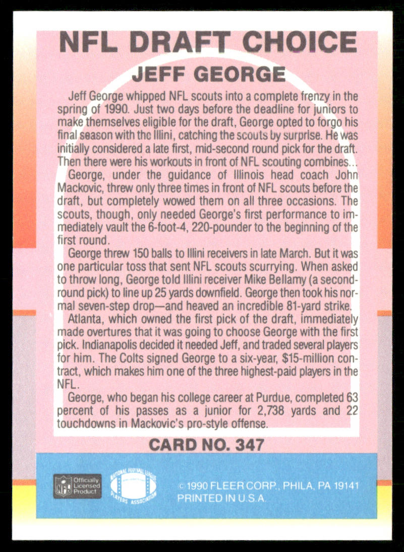 Jeff George 1990 Fleer #347 RC Indianapolis Colts
