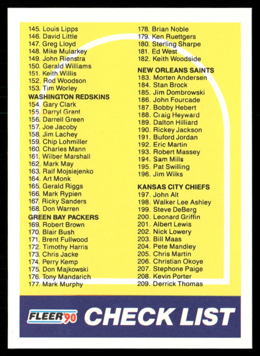 Checklist: 145-274 1990 Fleer #399