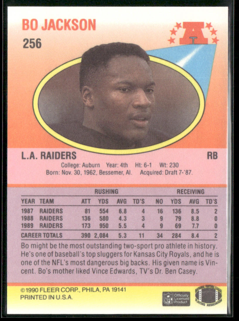 Bo Jackson 1990 Fleer #256 Los Angeles Raiders