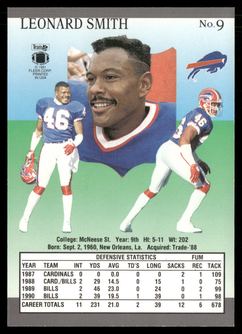 Leonard Smith 1991 Ultra #9 Buffalo Bills