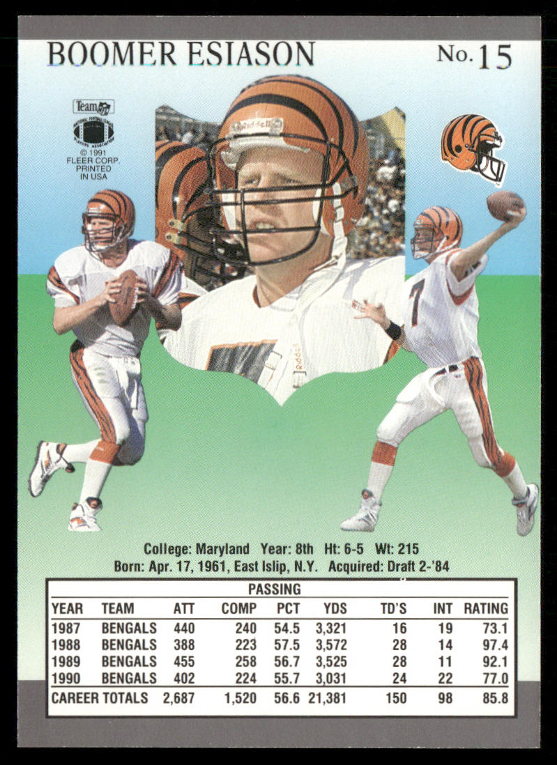 Boomer Esiason 1991 Ultra #15 Cincinnati Bengals