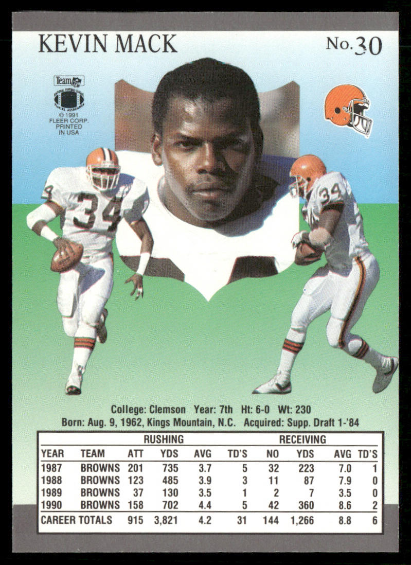 Kevin Mack 1991 Ultra #30 Cleveland Browns