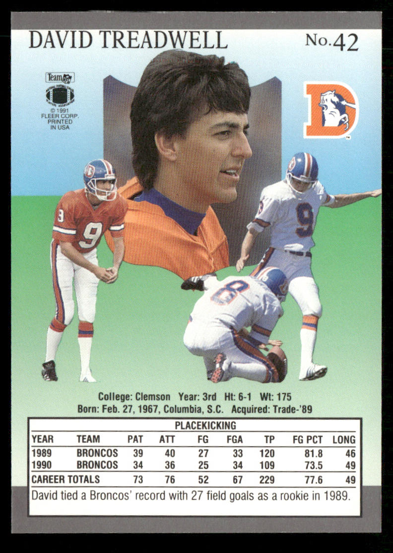 David Treadwell 1991 Ultra #42 Denver Broncos