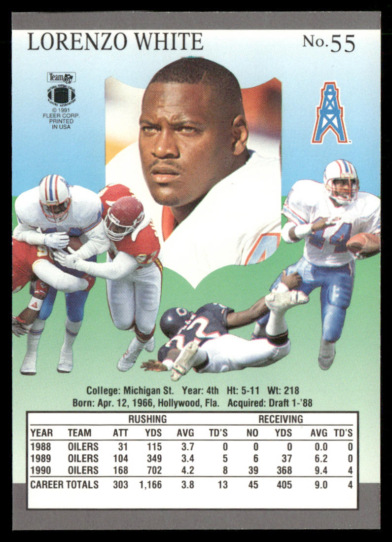 Lorenzo White 1991 Ultra #55 Houston Oilers