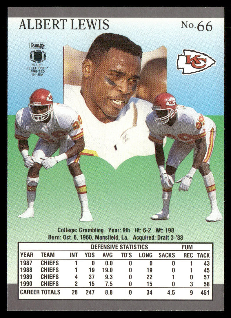 Albert Lewis 1991 Ultra #66 Kansas City Chiefs