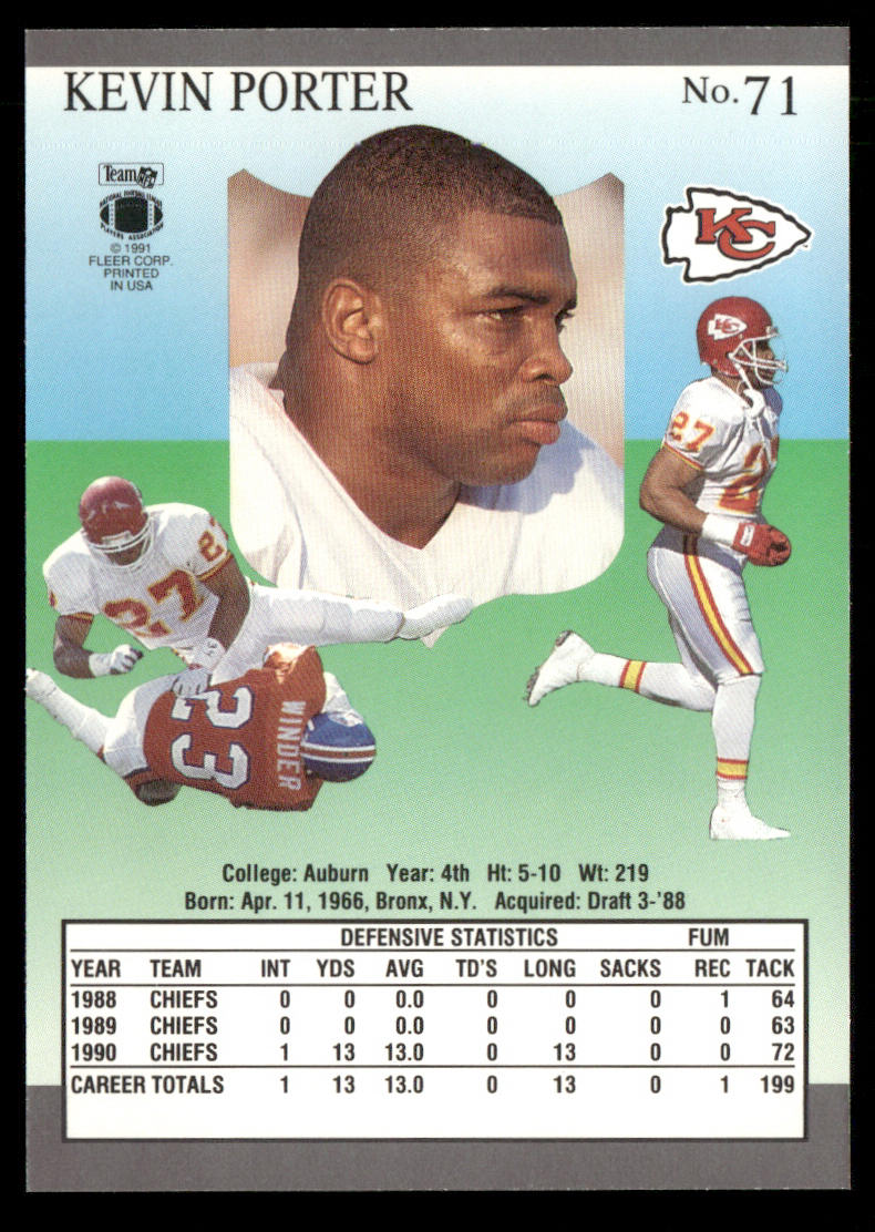 Kevin Porter 1991 Ultra #71 Kansas City Chiefs