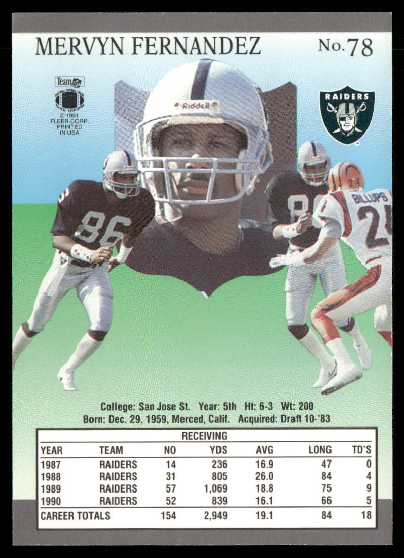 Mervyn Fernandez 1991 Ultra #78 Los Angeles Raiders