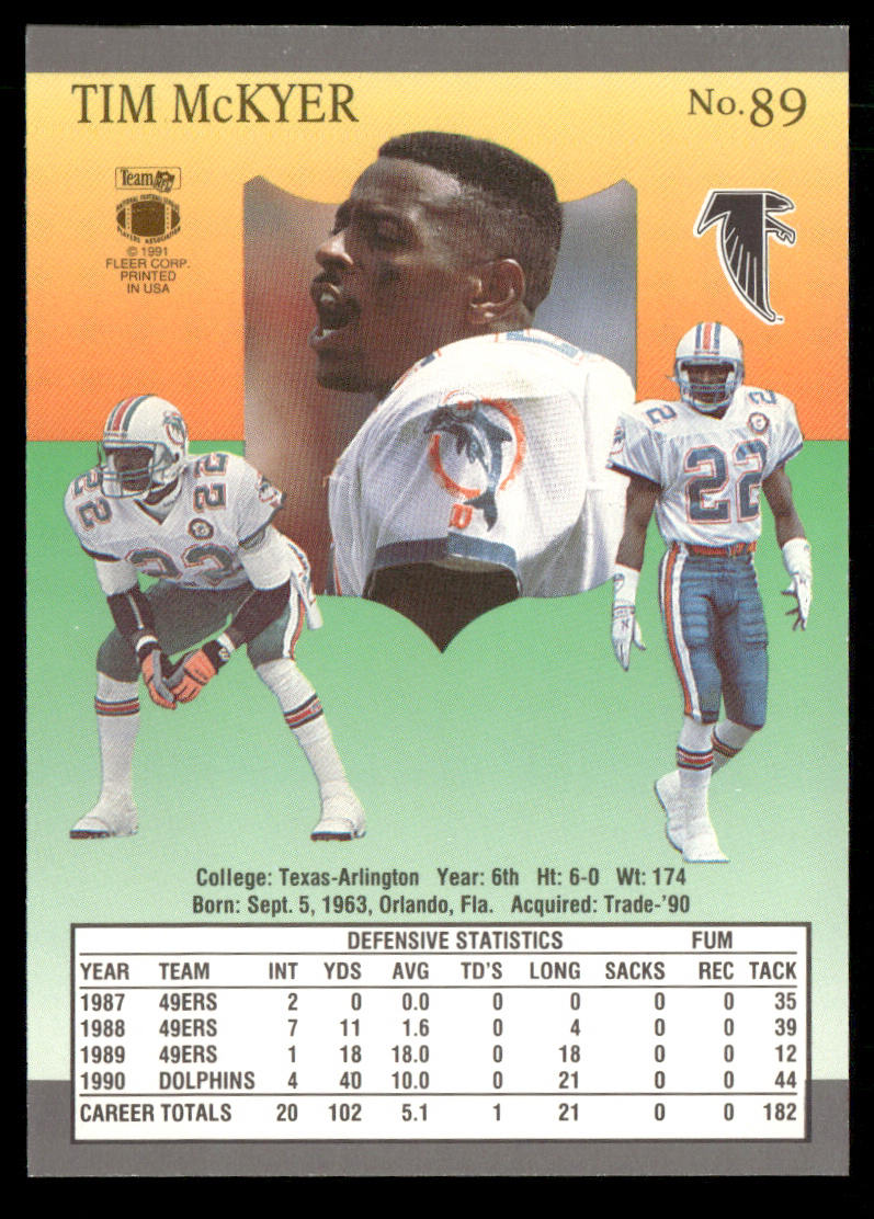 Tim McKyer 1991 Ultra #89 Atlanta Falcons