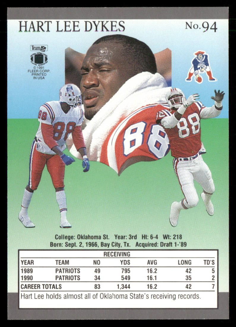 Hart Lee Dykes 1991 Ultra #94 New England Patriots