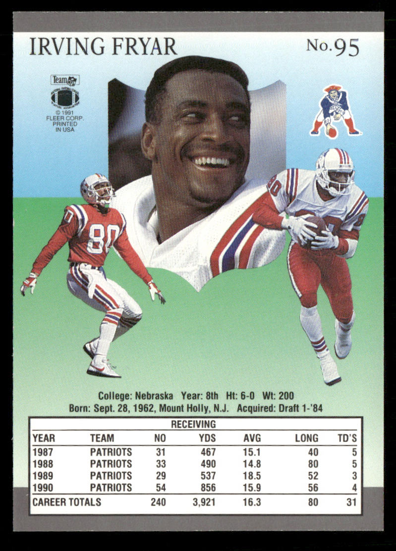 Irving Fryar 1991 Ultra #95 New England Patriots