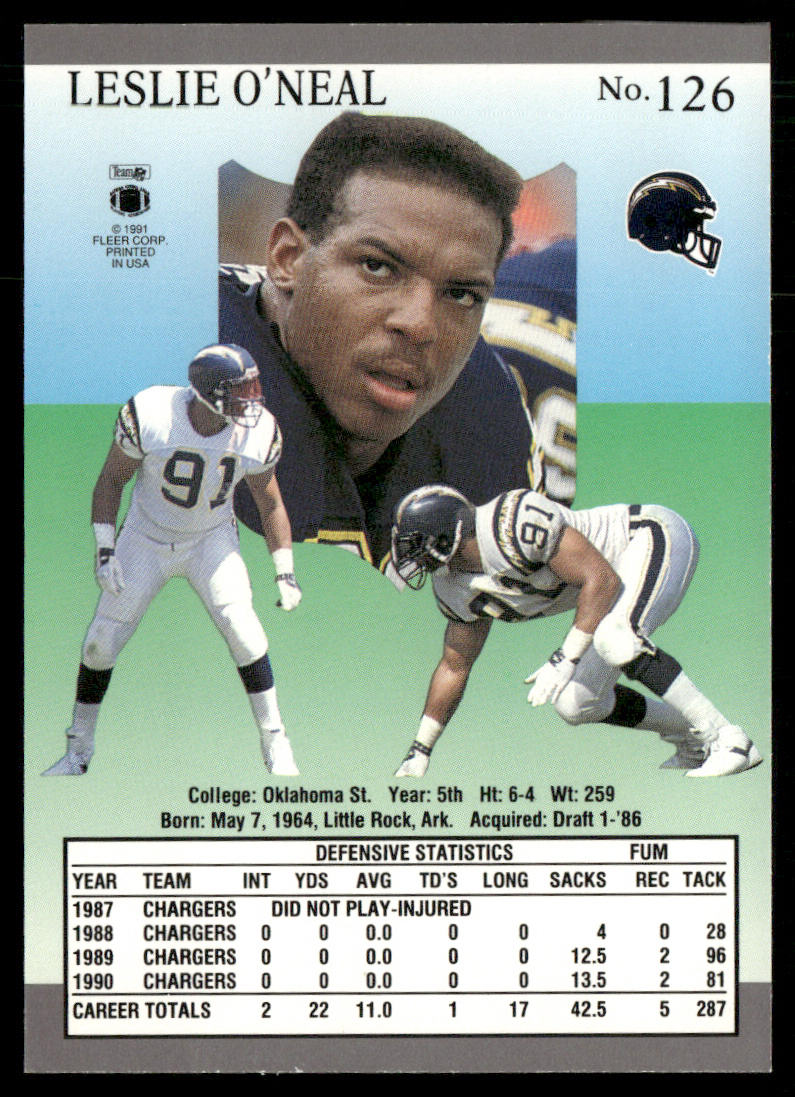 Leslie O'Neal 1991 Ultra #126 San Diego Chargers