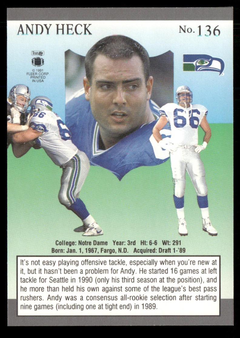 Andy Heck 1991 Ultra #136 Seattle Seahawks