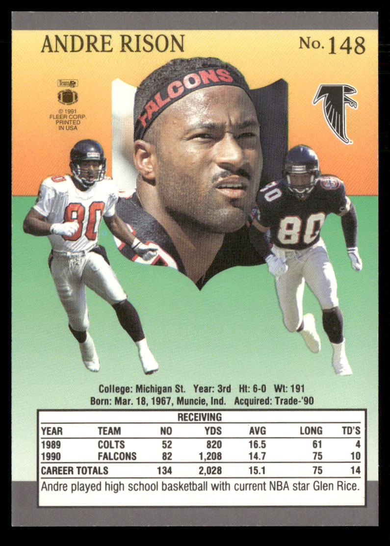 Andre Rison 1991 Ultra #148 Atlanta Falcons