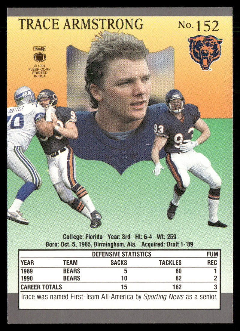 Trace Armstrong 1991 Ultra #152 Chicago Bears