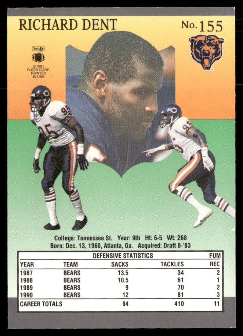 Richard Dent 1991 Ultra #155 Chicago Bears