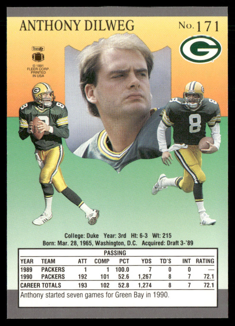Anthony Dilweg 1991 Ultra #171 Green Bay Packers