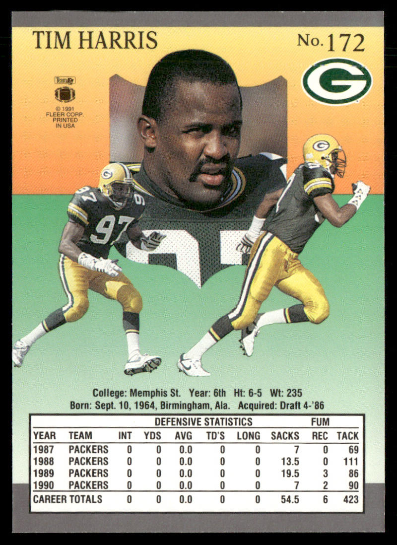 Tim Harris 1991 Ultra #172 Green Bay Packers