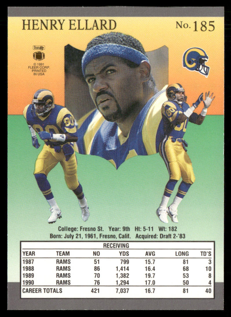 Henry Ellard 1991 Ultra #185 Los Angeles Rams