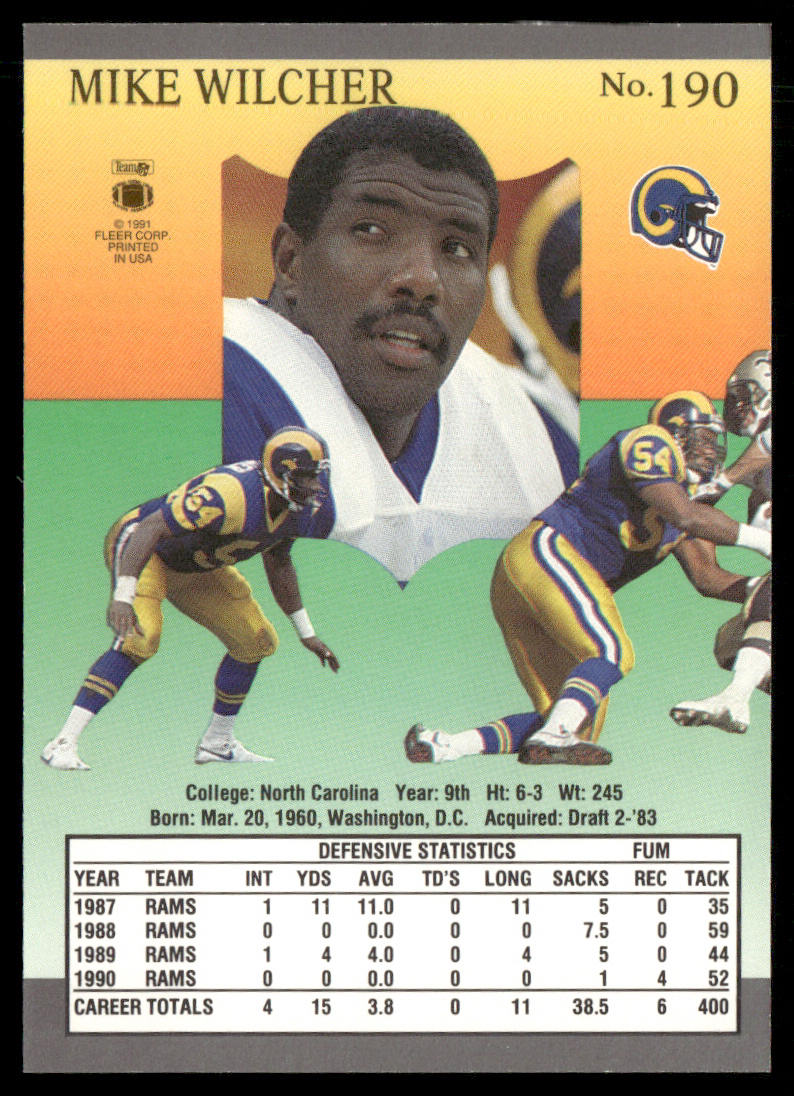 Mike Wilcher 1991 Ultra #190 Los Angeles Rams