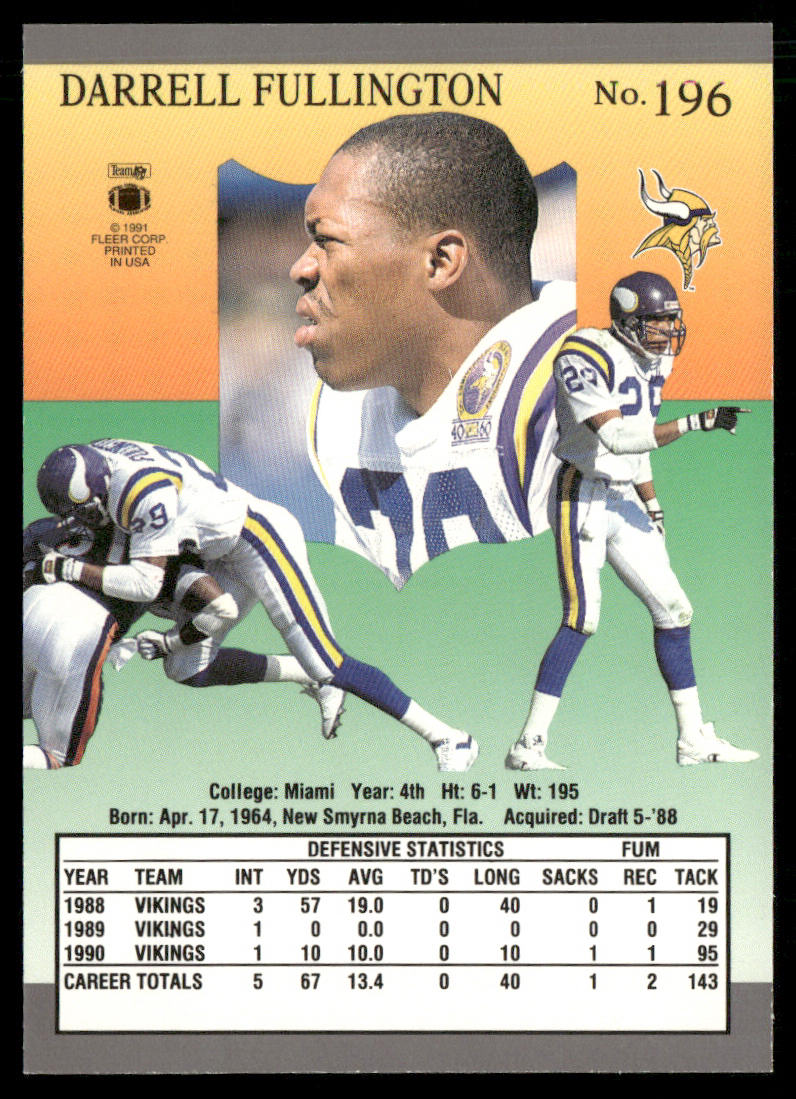Darrell Fullington 1991 Ultra #196 Minnesota Vikings