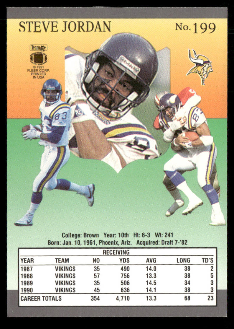 Steve Jordan 1991 Ultra #199 Minnesota Vikings