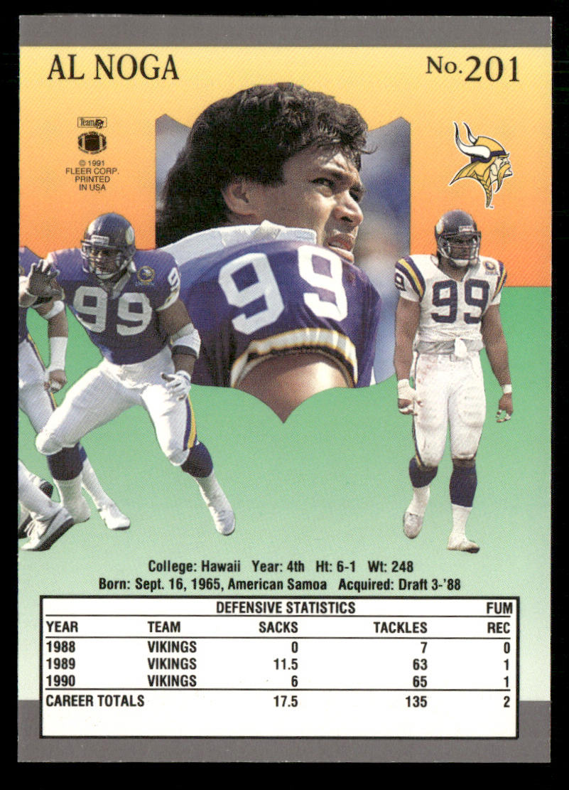 Al Noga 1991 Ultra #201 Minnesota Vikings