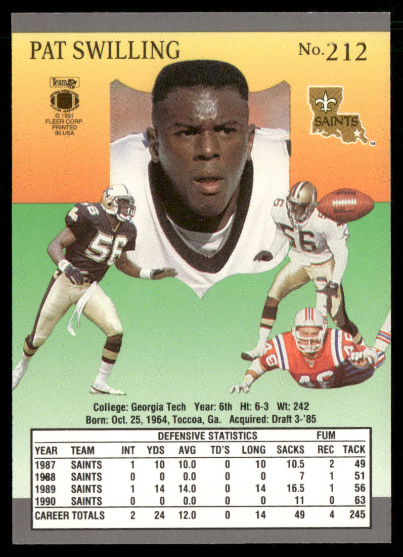Pat Swilling 1991 Ultra #212 New Orleans Saints