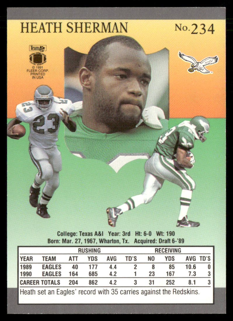 Heath Sherman 1991 Ultra #234 Philadelphia Eagles