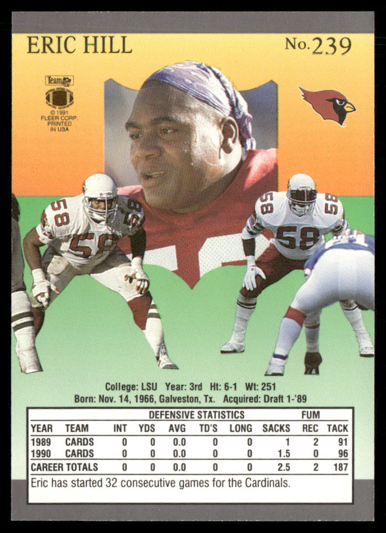 Eric Hill 1991 Ultra #239 Phoenix Cardinals