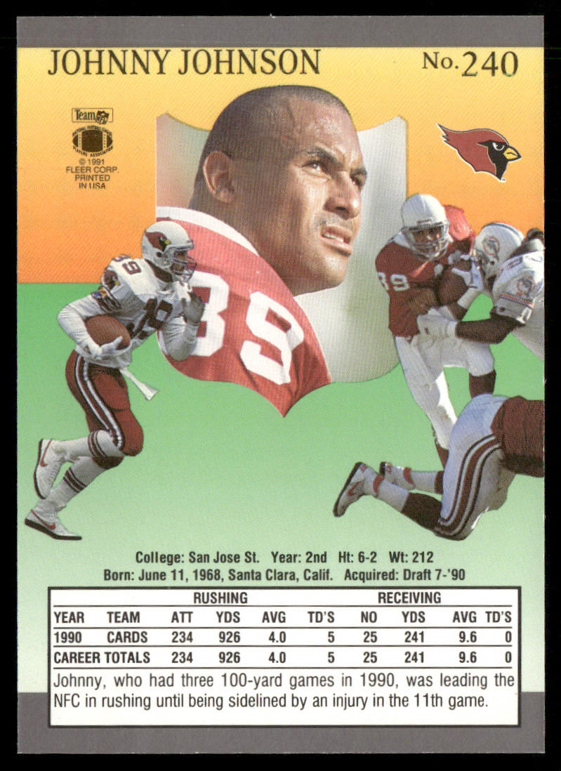 Johnny Johnson 1991 Ultra #240 Phoenix Cardinals