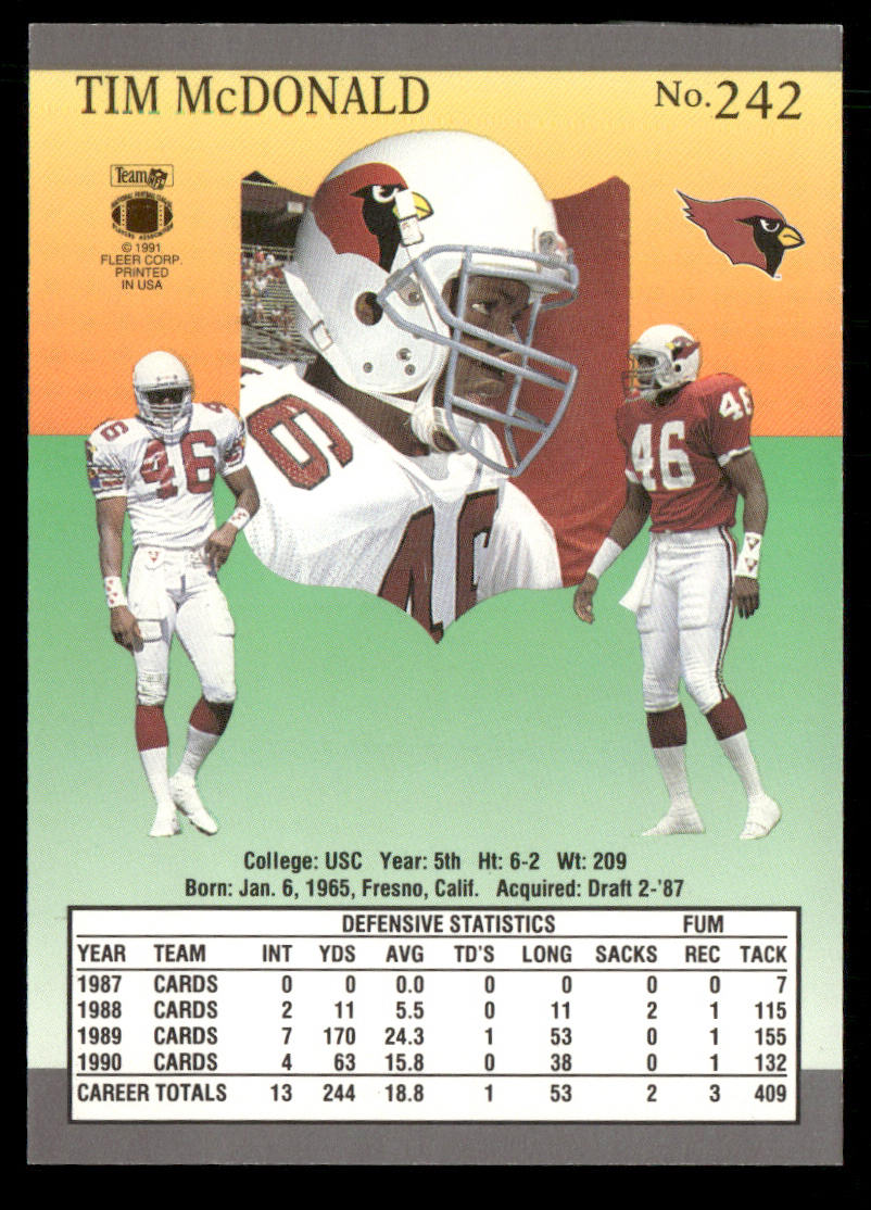 Tim McDonald 1991 Ultra #242 Phoenix Cardinals