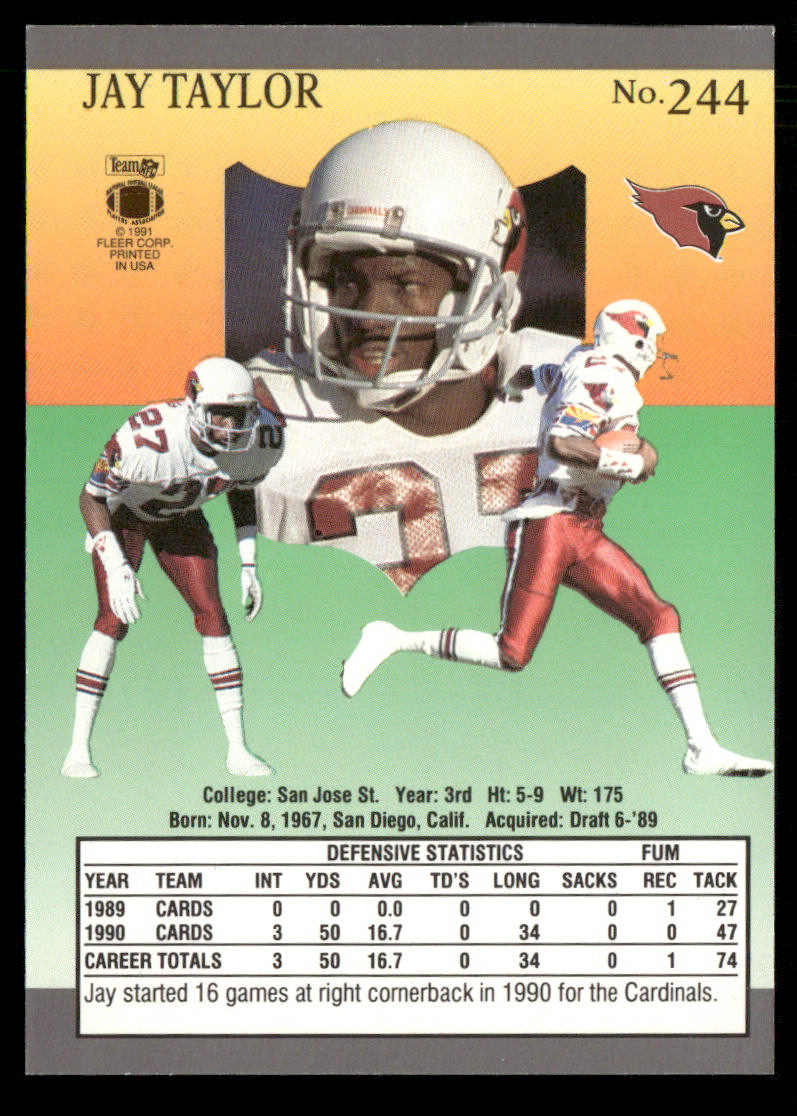 Jay Taylor 1991 Ultra #244 Phoenix Cardinals