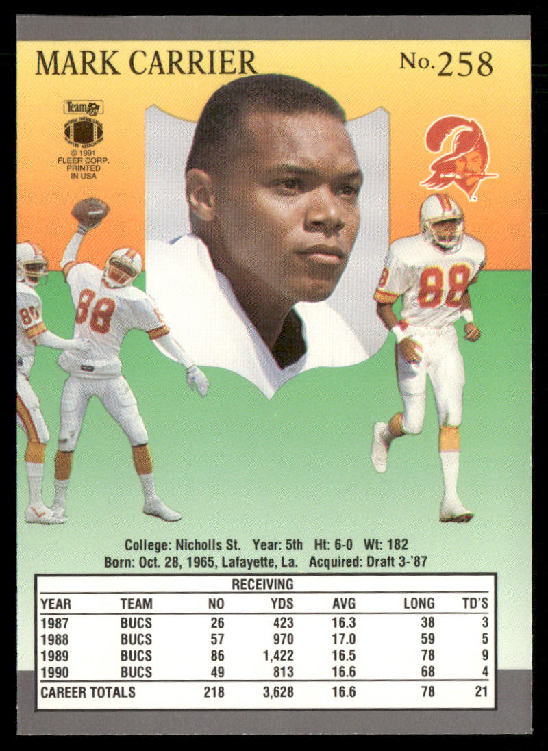 Mark Carrier 1991 Ultra #258 Tampa Bay Buccaneers