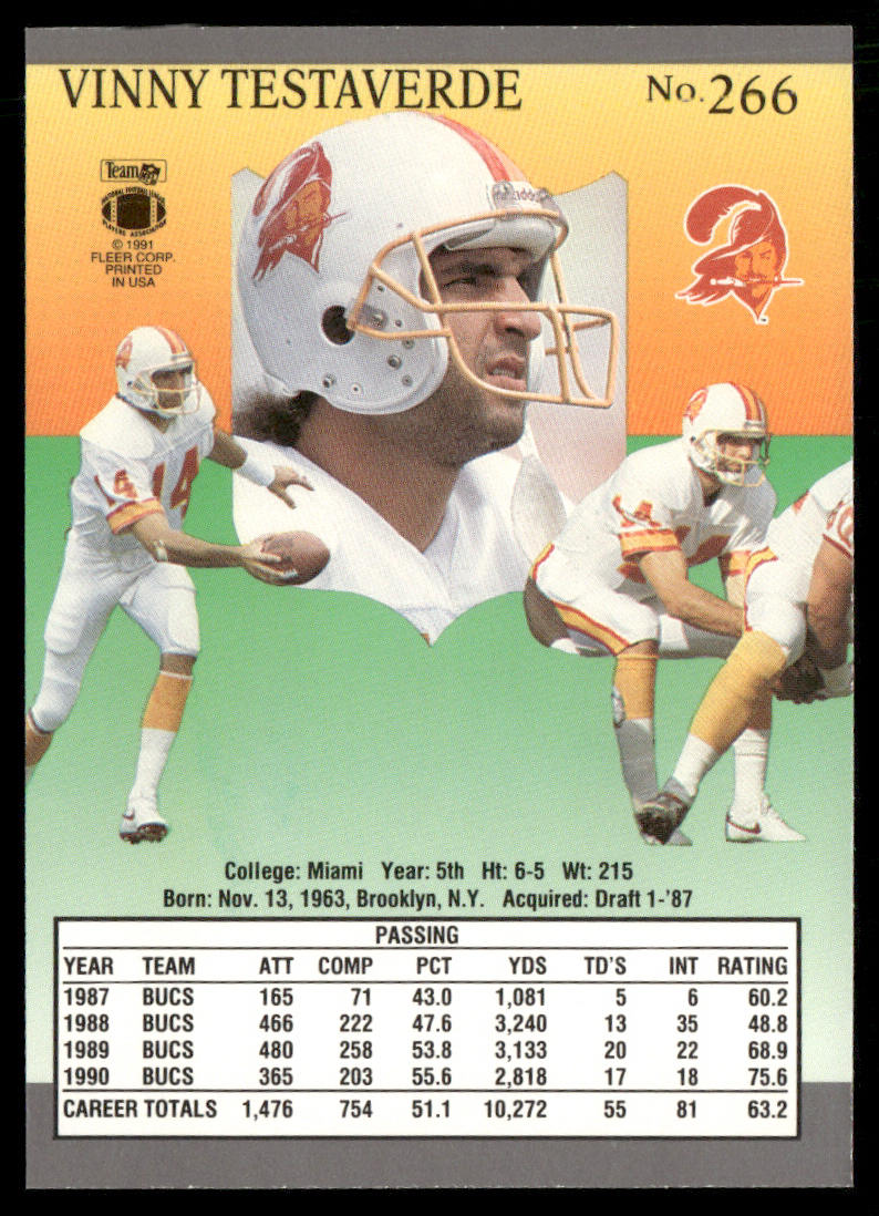Vinny Testaverde 1991 Ultra #266 Tampa Bay Buccaneers