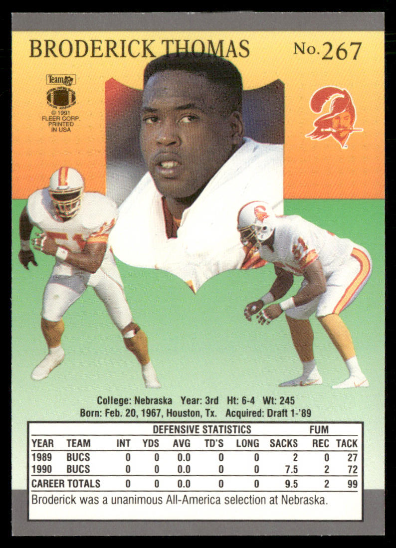 Broderick Thomas 1991 Ultra #267 Tampa Bay Buccaneers