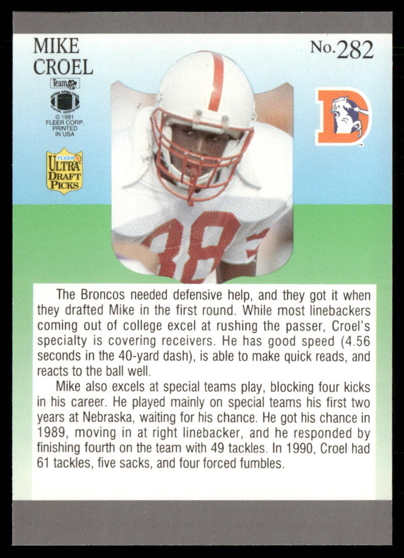 Mike Croel 1991 Ultra #282 RC Denver Broncos