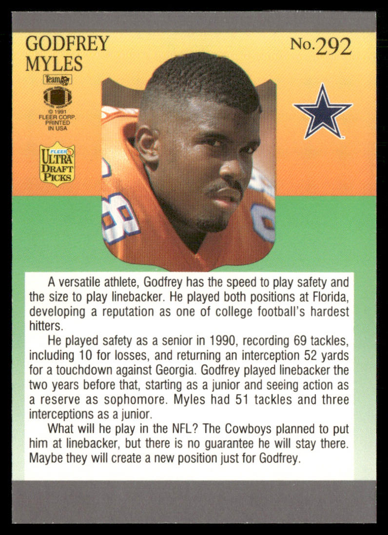 Godfrey Myles 1991 Ultra #292 RC Dallas Cowboys