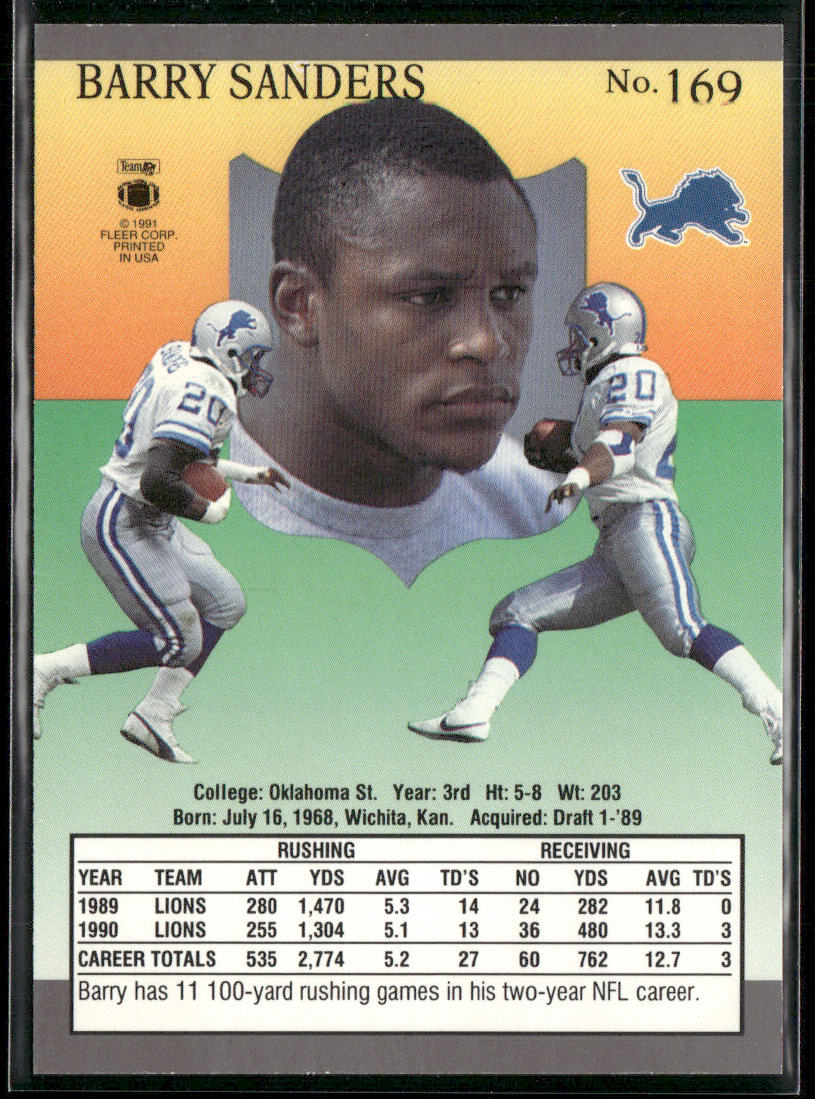 Barry Sanders 1991 Ultra #169 Detroit Lions