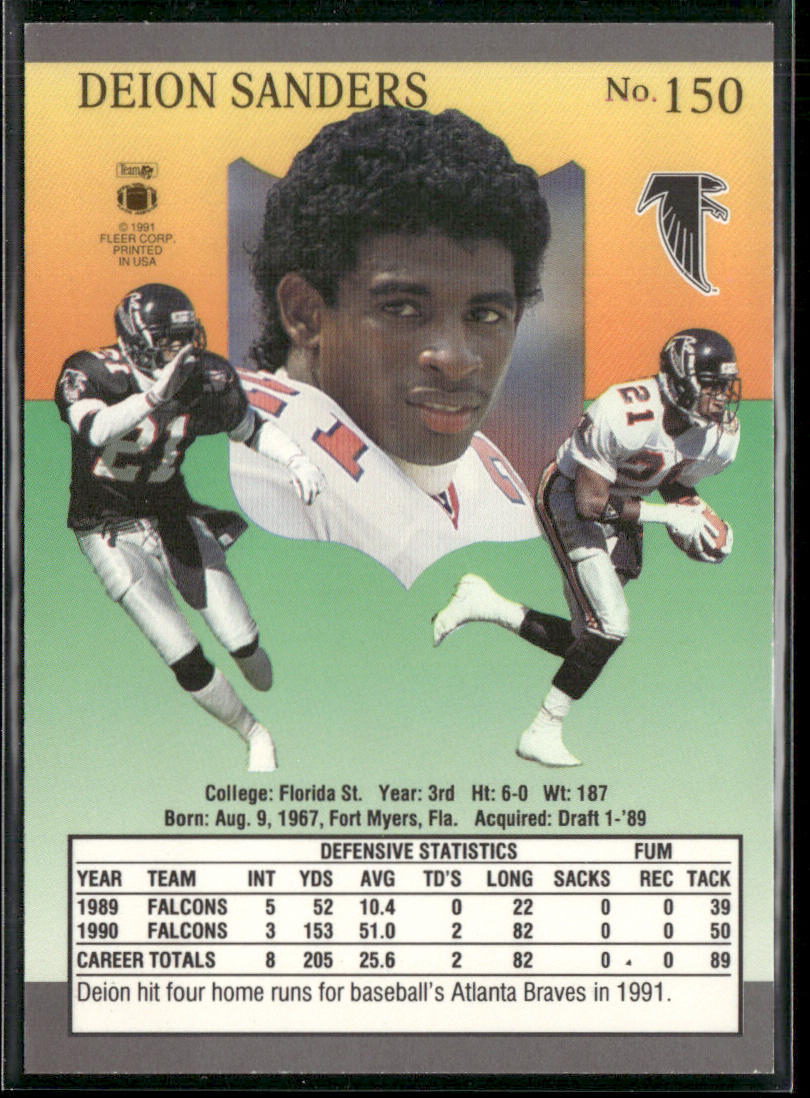 Deion Sanders 1991 Ultra #150 Atlanta Falcons