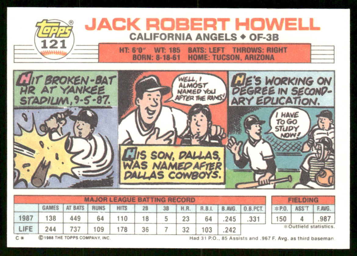 Jack Howell 1988 Topps Big #121a California Angels