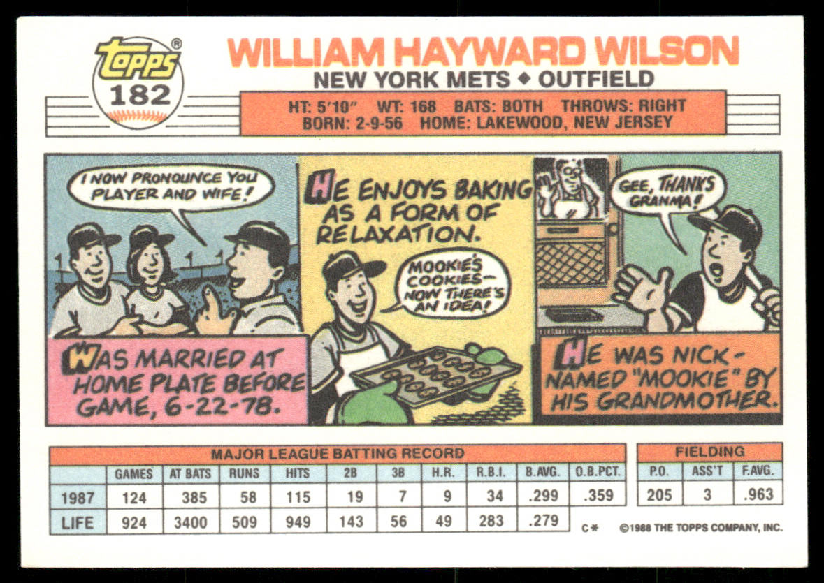 Mookie Wilson 1988 Topps Big #182a New York Mets