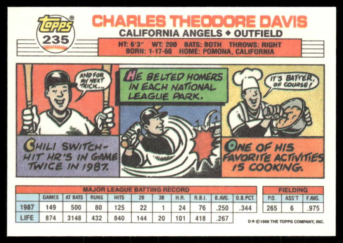 Chili Davis 1988 Topps Big #235 California Angels