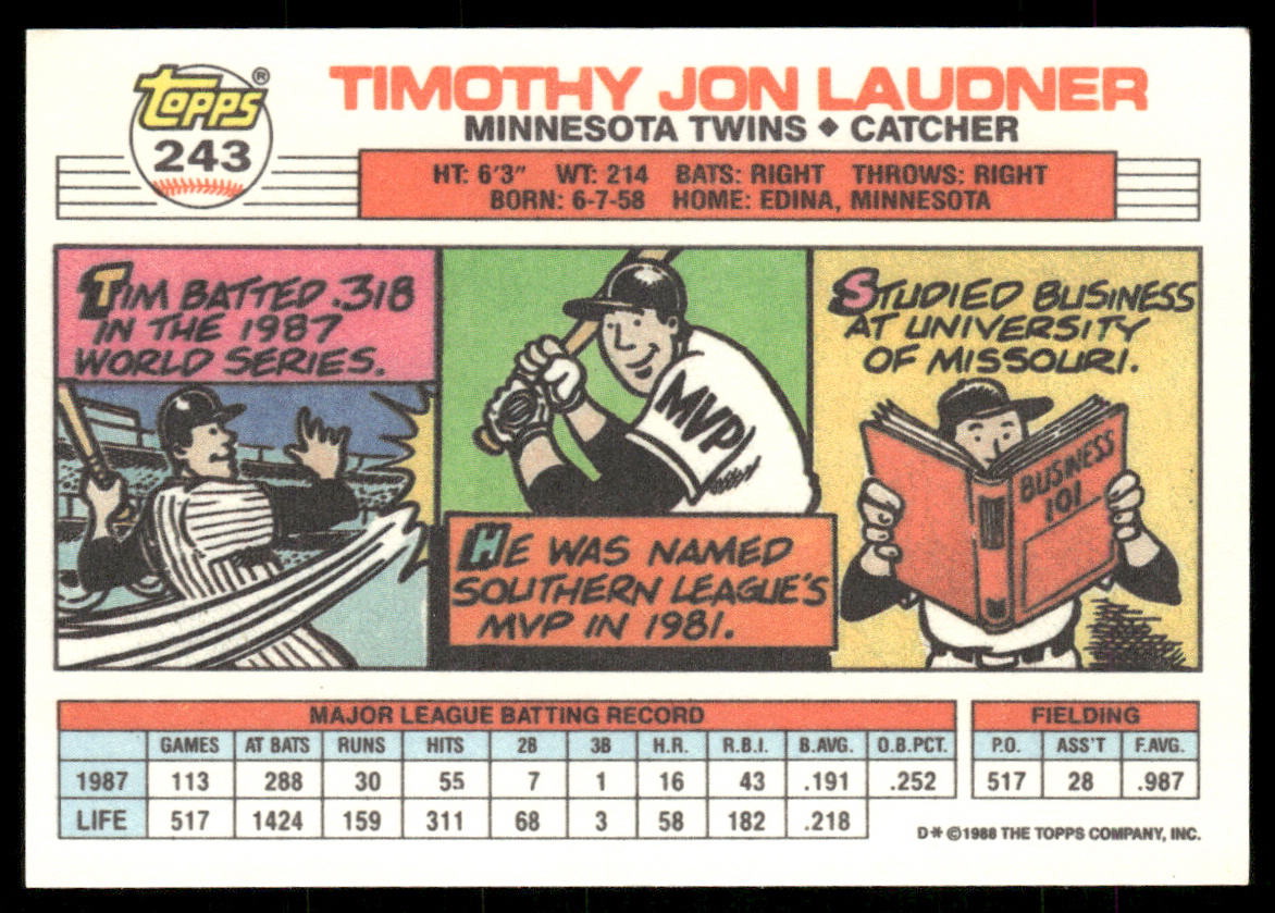 Tim Laudner 1988 Topps Big #243c Minnesota Twins