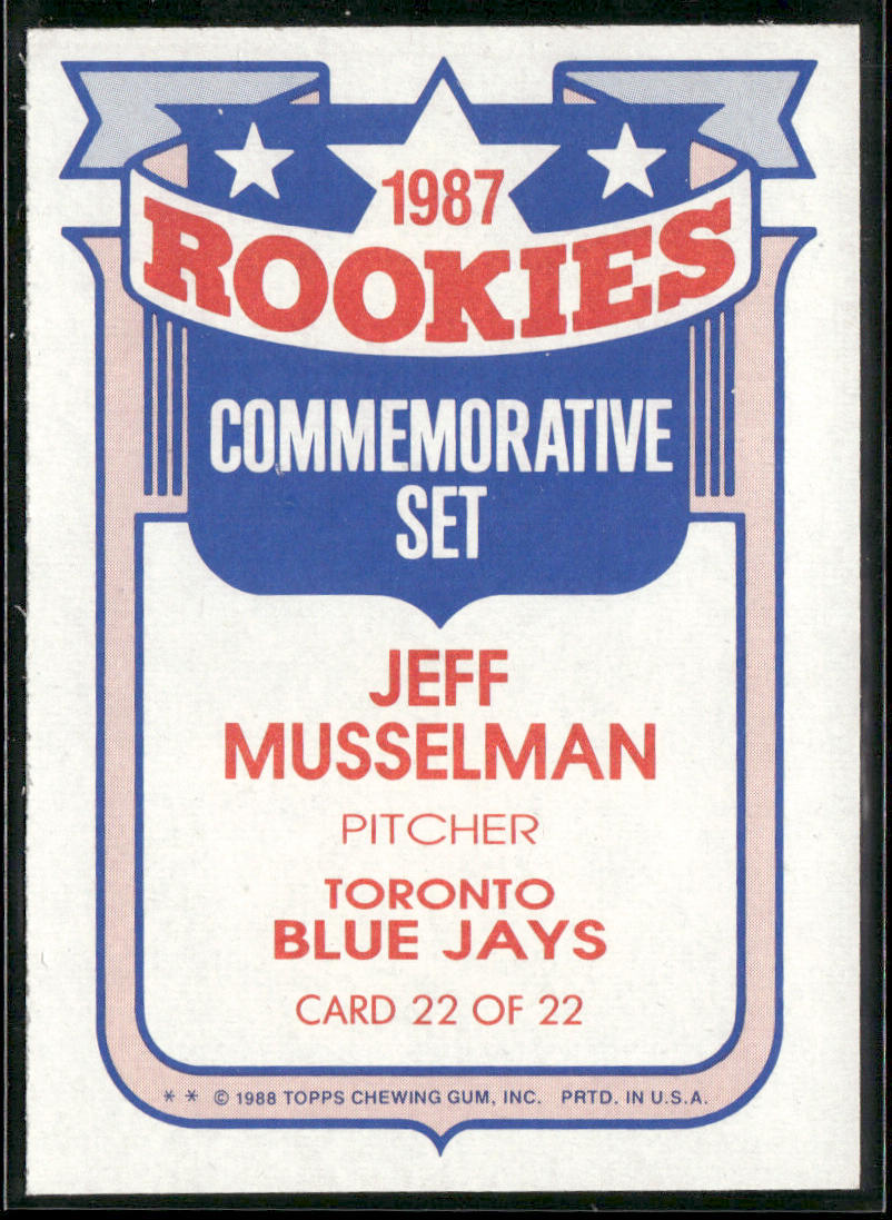 Jeff Musselman 1988 Topps Glossy Rookies #22a Toronto Blue Jays