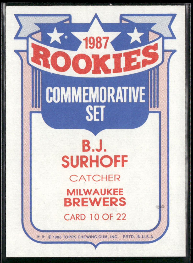 B.J. Surhoff 1988 Topps Glossy Rookies #10a Milwaukee Brewers