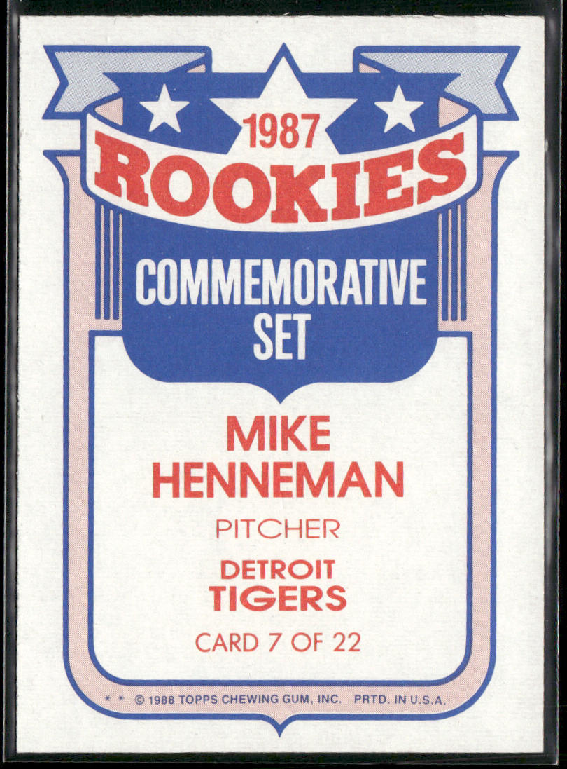 Mike Henneman 1988 Topps Glossy Rookies #7a Detroit Tigers